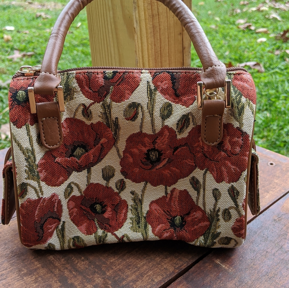 Poppy print vintage handbag